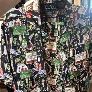 Vintage 1994 Nicole Miller Black Graphic Print Shirt. Men’s Medium
